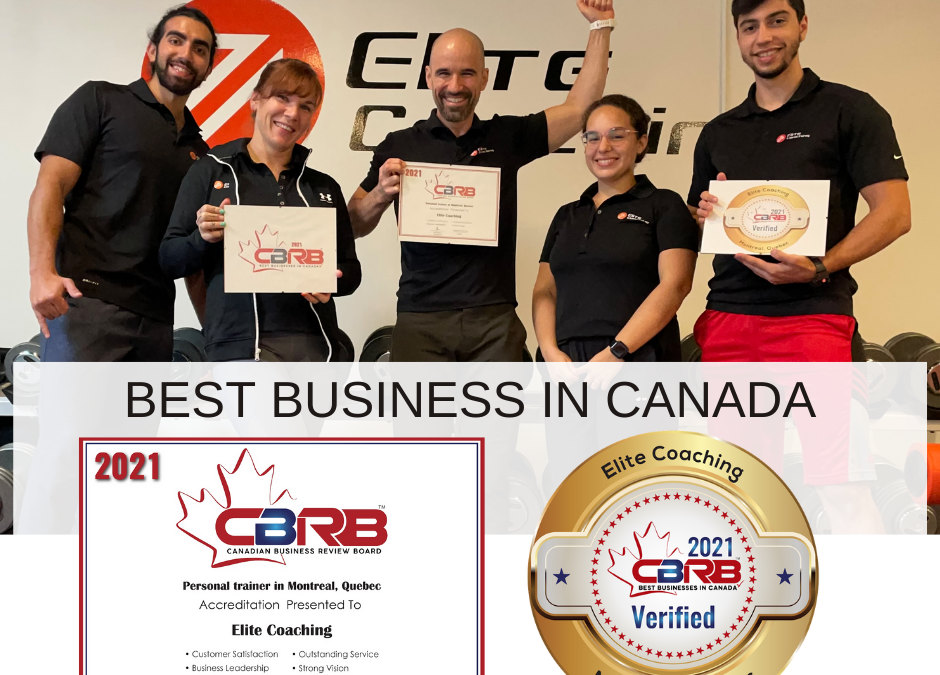 Elite Coaching accredited Best Business in Canada!